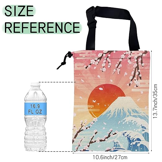 Plum Blossoms Car Trash Bag,Sunrise Hanging Drawstring Car Garbage Bag,Waterproof Canvas Car Back Seat Organizer with Adjustable Buckle,for Vehicles,SUVs,Camping,Road Trips