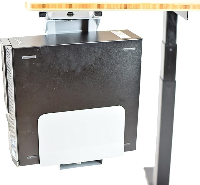 Uncaged Ergonomics CPU1 Adjustable Under Desk Computer Mount, 360??Swivel Steel CPU Holder PC Holder Under Desk Mount PC Tower Stand for Office