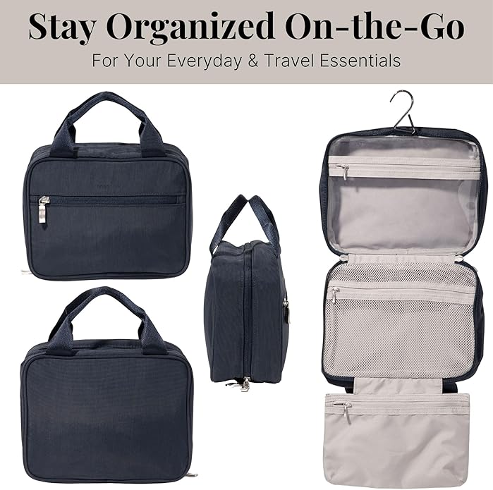 Baggallini Hanging Travel Toiletry Kit - Lightweight 6x10 Inch Makeup Bag