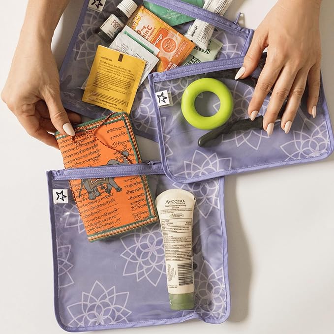 Tiny Twinkle Diaper Bag Organizing Pouches|3 Pack Mess-Proof Clear Front Travel Organizer Bags&TSA Approved Toiletry Bag Set for Baby and Mom Essentials