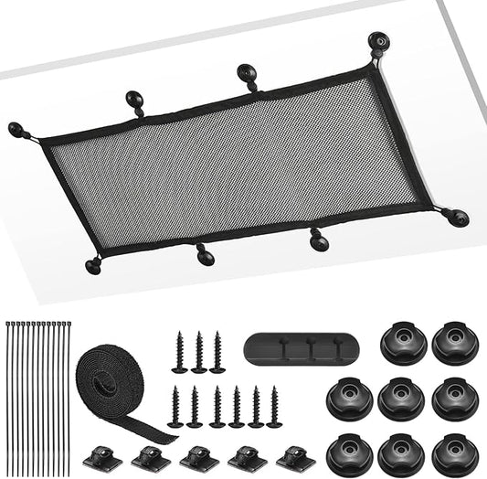 Cable Management Net Under Desk Kit,Privacy Mesh Cable Manager Flexible Under Desk Wire Net Large Capacity Cord Organizer Net for Office,Standing Desk, Home, 26 X 10 Inches