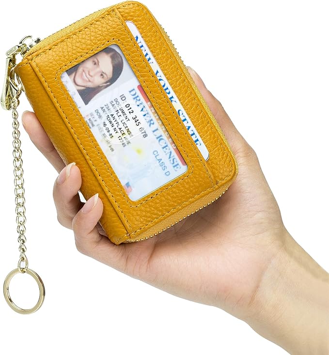 imeetu Rfid Credit Card Holder,Genuine Leather Businese Card Case,Rfid Blocking Wallet for Women & Men
