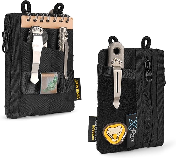 VIPERADE VE18-S Small EDC Pouch, Mini EDC Pocket Organizer for Men, EDC Pocket Organizer, 3 Slots with 2 Zipper Pockets Multitool Pouch