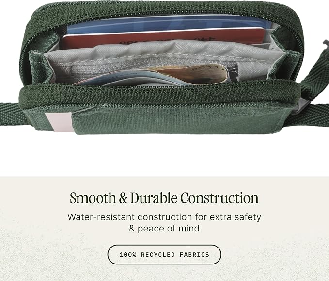 Eagle Creek Stash RFID Wallet – Slim Travel Wallet with RFID Blocking – Secure Passport, Cards & Cash – Lightweight, Water-Resistant Nylon – Zipper Closure – Unisex Design - Grass Green