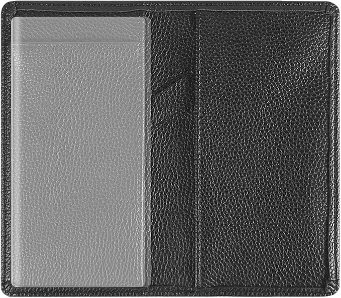 Sanlykate Leather Checkbook Cover for Men and Women, RFID Blocking Check Book Case Card Holder with Free Divider, Standard Register Duplicate Checks with pen inserts, Black Grain