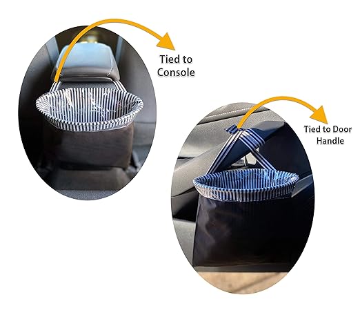 Car Trash Bag Hanging Front Seat Back Seat Headrest Console - Car Trash Bin with Reusable Waterproof Liner and Disposable Bags - Car Waste Basket (Small Black)
