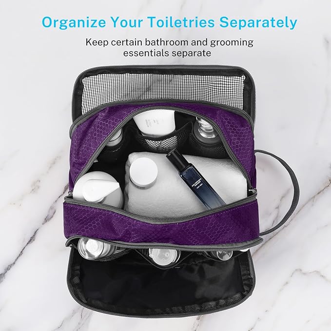 Gonex Travel Toiletry Bag Nylon, Shaving Bag Toiletry Organizer Deep Purple