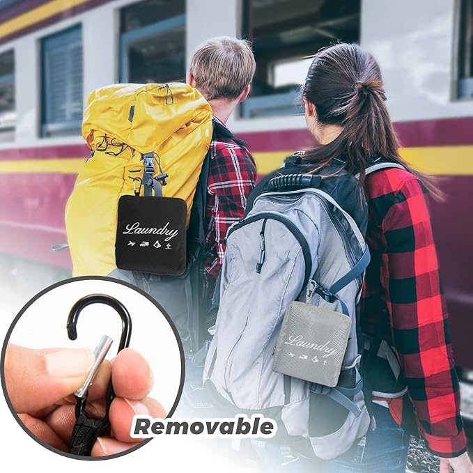 JHX Travel Laundry Bag XL, Extra large Dirty Clothes Organizer【Upgraded】with Handles and Aluminum Carabiner for Travel, Camp, Fitness, and Students (Thickened - Black) 32"H x 23"W
