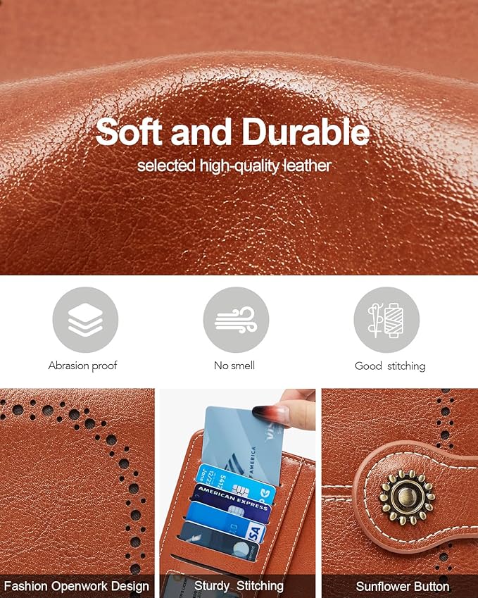 TFKGS Wallet for Women RFID Blocking Leather Large Capacity Card Holder Ladies Phone Clutch Travel Long Purse Wristlet | RFID Blocking, Leather, Large Capacity, Ladies, Travel