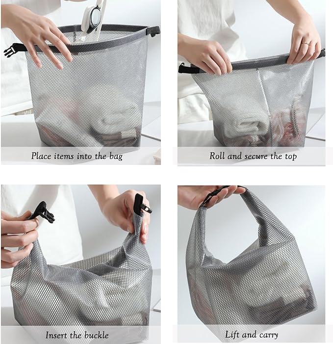 2 Pack Waterproof Travel Toiletry Bag – Large Clear EVA Bags for Gym, Travel, Daily Use & Cosmetics – Dry-Wet Separation, Snap Buckle, Lightweight Foldable Design (Gray & White)