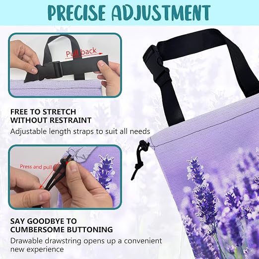 Car Garbage Bag Purple Lavender Flowers Drawstring Car Trash Bag Hanging for Back Seat with Adjustable Buckle Canvas Vehicle Trash Can Easy-to-Install