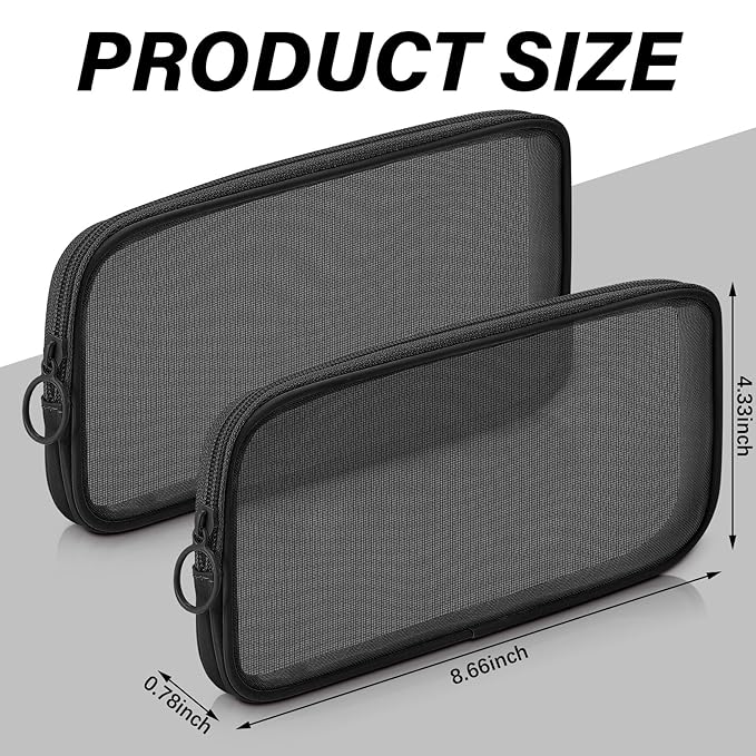 Weewooday 4 Pcs Mesh Makeup Bag Mesh Cosmetic Bag Travel Toiletry Pouch with Zipper Mini Makeup Cosmetic Purse for Daily Accessory (Mini,Black)