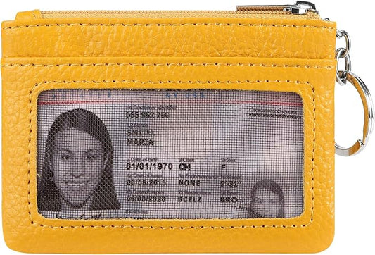 Women Genuine Leather Keychain Zipper Change Wallet Small Mini Pocket Size Coin Purse