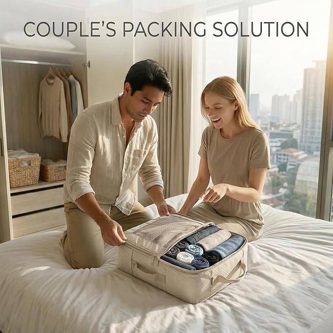 G-FORCE 3PC Compression Mesh Mid-Rectangular Packing Cube Set Stone Color | Space Saver Travel Organizer | Luggage Compression Cubes
