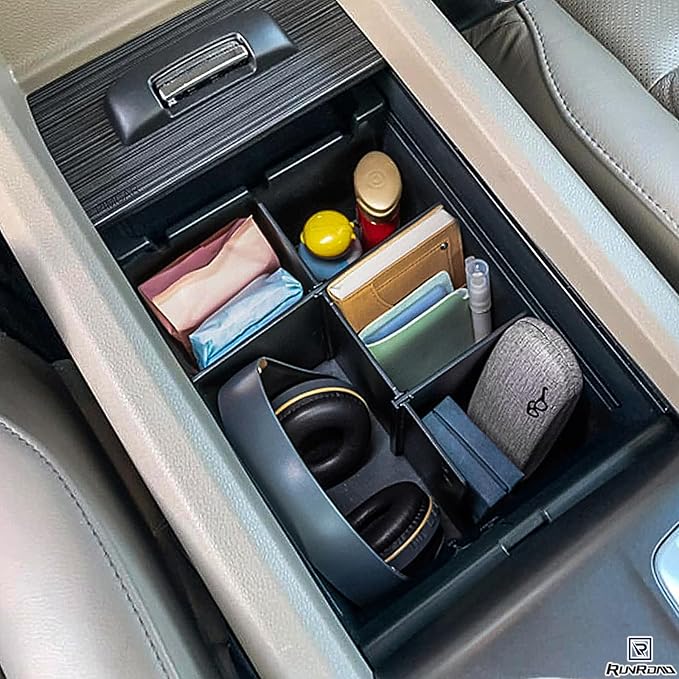 RUNROAD Center Console Organizer Compatible with Honda Pilot (2016-2022)/ Ridgeline (2017-2023)/ Passport (2019-2023) Accessories, Insert Armrest Dividers ABS Secondary Console Storage Box