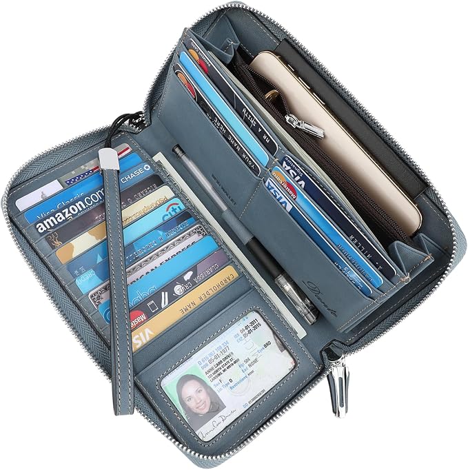 Lavemi Small Compact Women Wallet RFID Blocking Genuine Leather Bifold Purse with ID Windows
