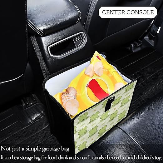 Cute Frog Car Trash Can, Foldable Hanging Car Trash Bag, Funny Animal Green Small Waterproof Car Accessories Garbage Bin