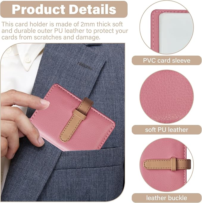 Credit Card Holder with 26 Suitable Slot, ID Card Case PU Leather Wallet for Women Men Business Organiser Pocket (Pink)
