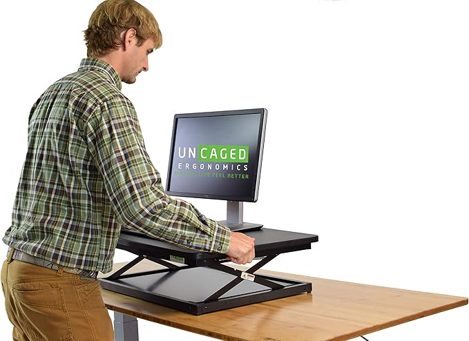 Uncaged Ergonomics CHANGEdesk Mini - Affordable Height Adjustable Stand Up Desk Conversion and Laptop Standing Desk Converter (2 Pack | Black)