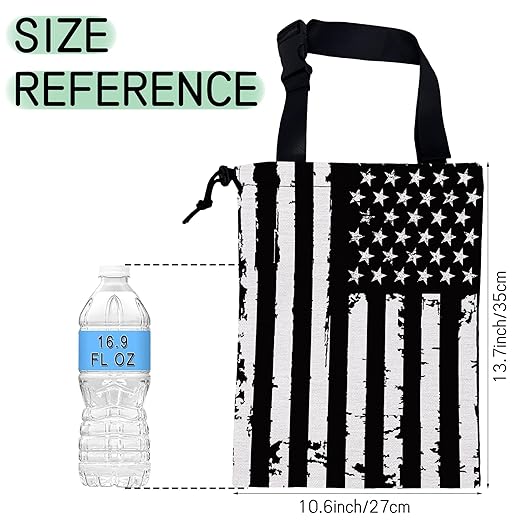 Retro American Flag Car Trash Bag,Hanging Drawstring Car Garbage Bag,Waterproof Canvas Car Back Seat Organizer with Adjustable Buckle,for Vehicles,SUVs,Camping,Road Trips