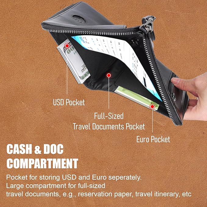 STAR VISTA Lorenzo Full Grain Leather Family Passport Wallet for 4, Large Travel Document Organizer for Exquisite Voyagers, Multi-Currency Compartments, RFID Blocking, AirTag Track, Black
