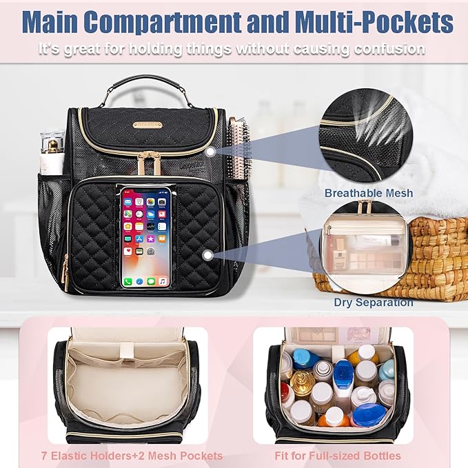 Otevan Large Toiletry Bag for Women Men,Portable Shower Caddy For College Dorms,Gym Shower Bag for Women, Quick Dry Hanging Toiletry Bag Bathroom Accessories Bag for Traveling, Camping Essentials