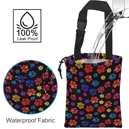 Car Trash Bag Rainbow Animal Paw Print Car Garbage Bag Hanging Car Trash Can for Back Seat with Drawstring