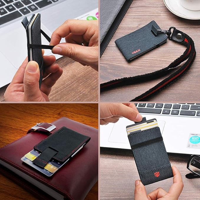 RFID Minimalist Slim Wallet for Men and Women, Holds Up to 12 Cards, Cash, Key Thin and Lightweight Credit Card Holder, Grey Ballistic Nylon