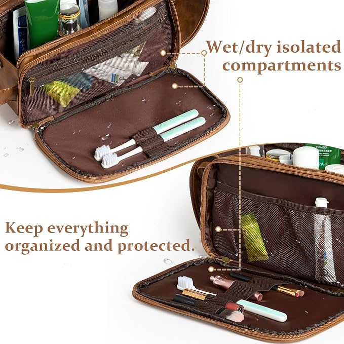 Janhavi Groomsmen Gifts, Men's Accessories Case, Waterproof Makeup Bag for Traveling, Cruise Essentials Travel Bag, Men's Accessories Storage, Mens Travel Bag Toiletry, Travel Essentials (Brown Y)