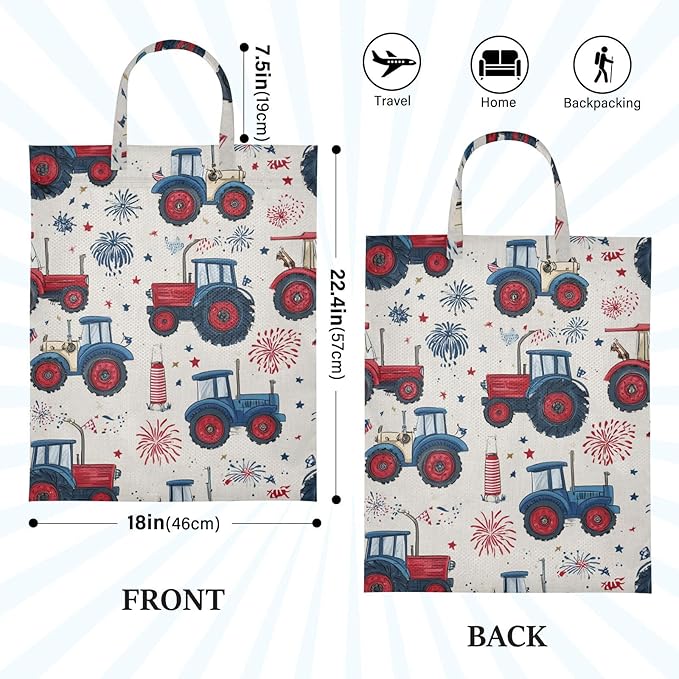 Travel Laundry Bags 2 PC Wet Dry Bag with Handle Dirty Clothes Organizer for Swimsuits Beach Camping Waterproof Washable Cute Tractors Fireworks and Stars