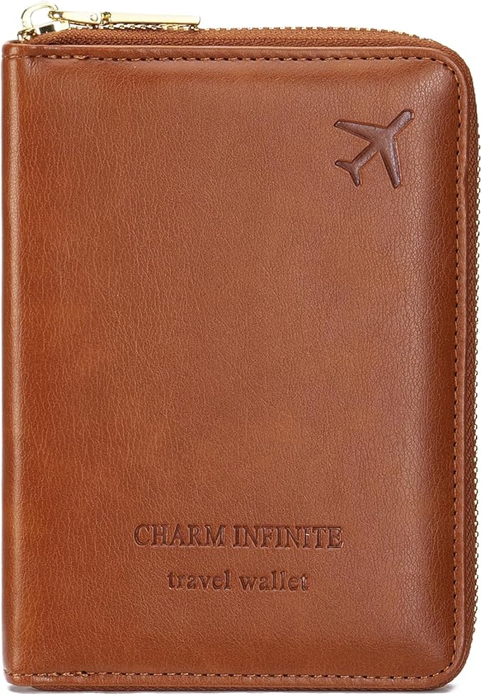 Travel Passport Wallet RFID Blocking Passport Holder-Women and Men with Zippered Ladies Passport Cover