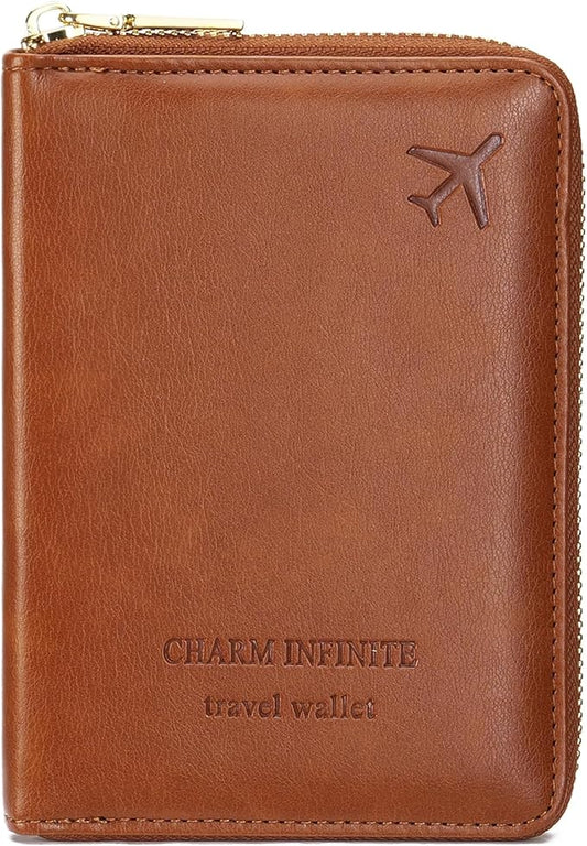 Travel Passport Wallet RFID Blocking Passport Holder-Women and Men with Zippered Ladies Passport Cover