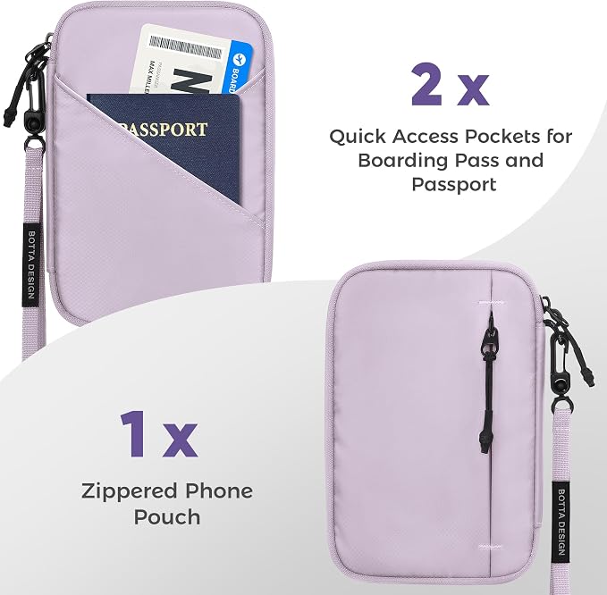Veki Passport Holder for Travel Women, Family Passport Bag, Travel Document Organizer Case, RFID Blocking Protector Book Wallet for Men, Waterproof Cover Essentials for Credit Cards (Purple, M)
