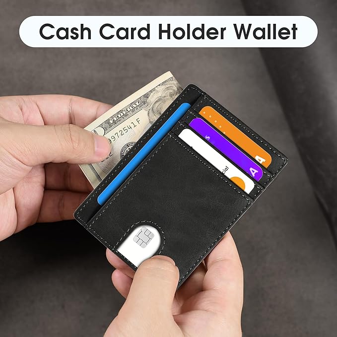 Slim Minimalist Wallet for Men,Front Pocket Wallet RFID Blocking Small Thin Credit Card Holder for Men Black