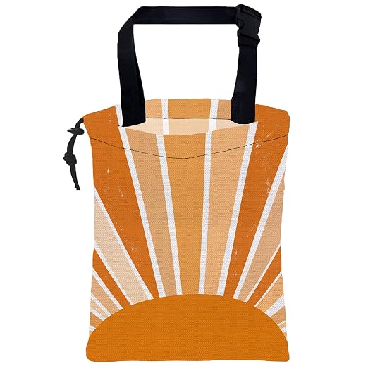 Car Trash Bag Retro Boho Sunburst Leak-Proof Waterproof Car Garbage Bag with Drawstring Foldable Canvas Trash Bin with Adjustable Buckle for Car Accessories