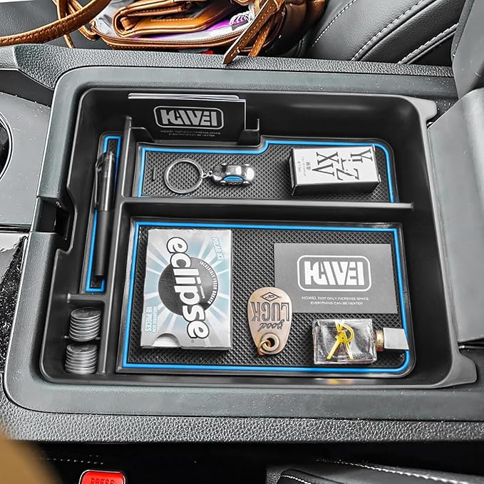 HGWEI Center Console Organizer Compatible with Honda Pilot 2023 2024 2025 2026 and Ridgeline/Passport 2024 2025 2026 Interior Accessories Insert Armrest Storage Box Tray, Blue