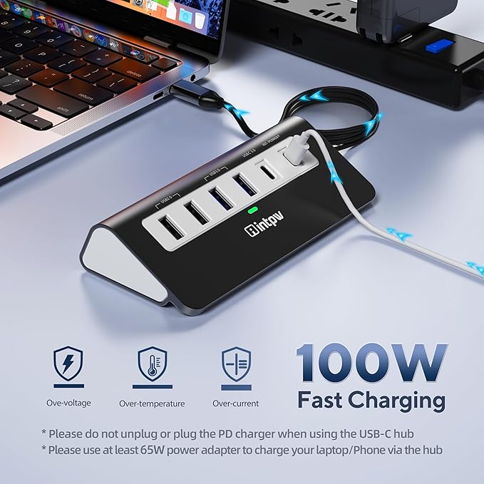 P9 USB-C Docking Station, intpw 9-in-1 USB C Hub with 4K HDMI, 3 Type A/C 3.0 5Gbps, PD 100W, 2 Type-A 2.0, SD/TF Ports, Compatible with MacBook, iPad, iPhone 17 Series