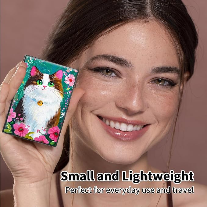 Metal Wallet,Credit Card Holder for Women Men,RFID Blocking Card Holder Wallet Mini Slim Aluminum Wallet ID Case Hard Card Case Business Card Holder Case,Cartoon Cat Flower