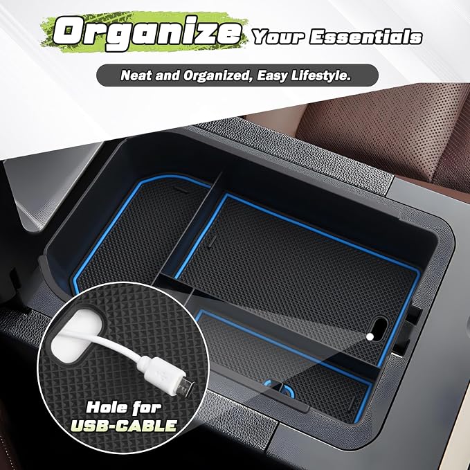 Sunsdrew Center Console Organizer Insert, Compatible with 2024-2026 Toyota Land Cruiser, ABS Armrest Storage Tray, Car Interior Accessories