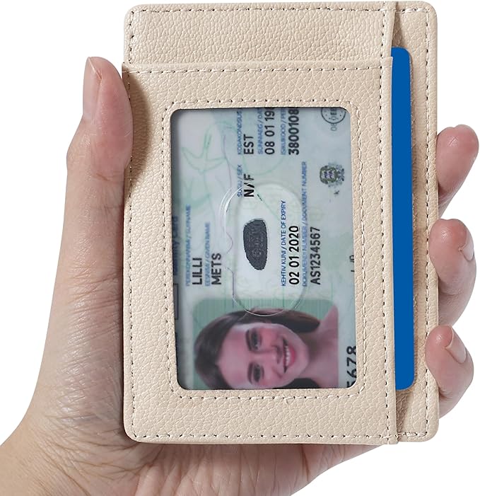 Travelambo Front Pocket Minimalist Leather Slim Wallet RFID Blocking Medium Size