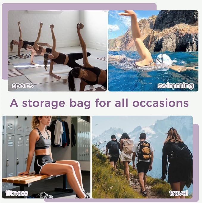 Travel Laundry Bag Ultralight Waterproof Washable Wet Dry Bag for Gym, Swimming, Yoga, and Workout Perfect for Dirty Clothes, Bathing Suits, Travel Accessories (3 Pack)(Purple)