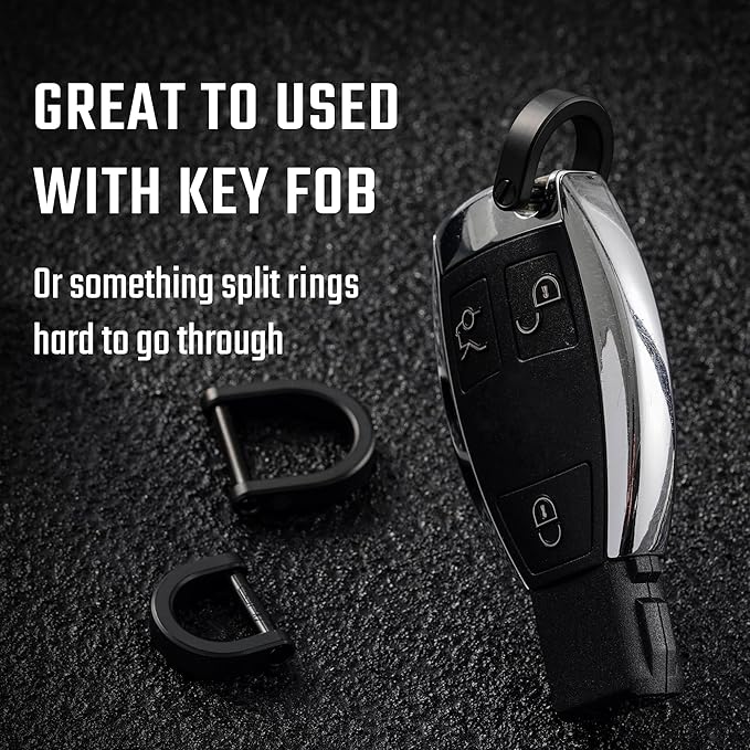 KeyUnity KA17 Titanium D Ring Key Shackle, U Shape Key Ring Horseshoe Clasp for Car Fob, DIY Leather Key Organizer Keychain