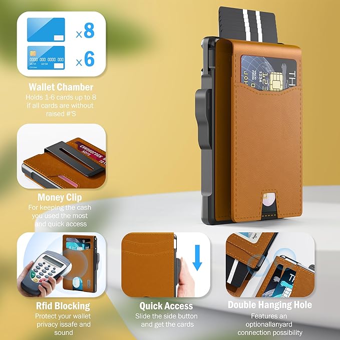 umoven Wallet for Men - with Money Clip Slim Leather Slots Credit Card Holder RFID Blocking Bifold Minimalist Wallet