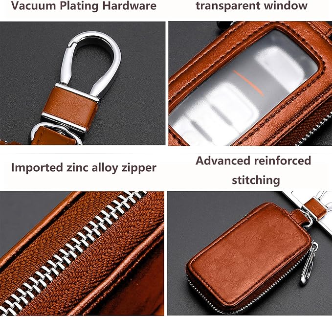 vvag Premium Car Key Fob Case Genuine Leather Car Smart Key fob Holder Car Remote Keychain Bag Universal