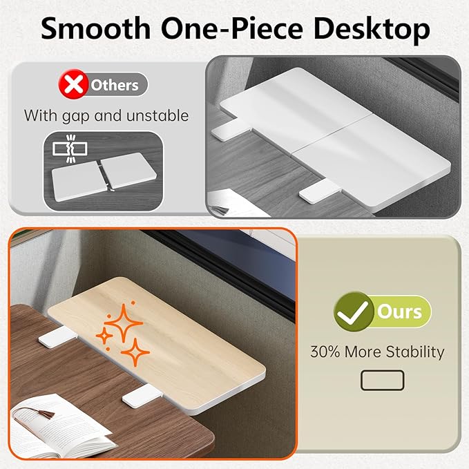 3 in 1 Clamp-on 15.7"×7.5" Desk Extender, Heavy-Duty Side/Top Desk Organizer Shelf, Adjustable Desktop Storage for Office Accessories, Monitor and Laptop Riser, Light Wood