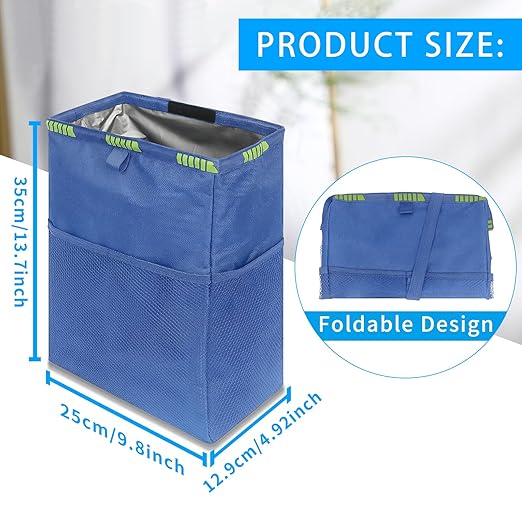 Homelove Hanging Car Trash Can with 4 Storage Pockets, Waterproof Leakproof Oxford Auto Garbage Bag, Adjustable Garbage Bag, Foldable Car Trash Bin Fit for Truck, SUV, Home, Office