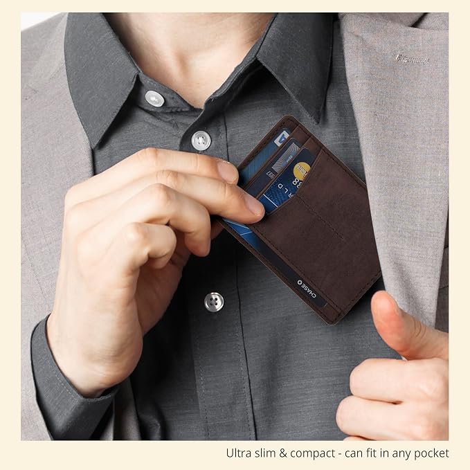 Oak Leathers Leather Slim Minimalist Wallet for Men & Women RFID Front Pocket Leather Card Holder Wallets (Mid Brown)