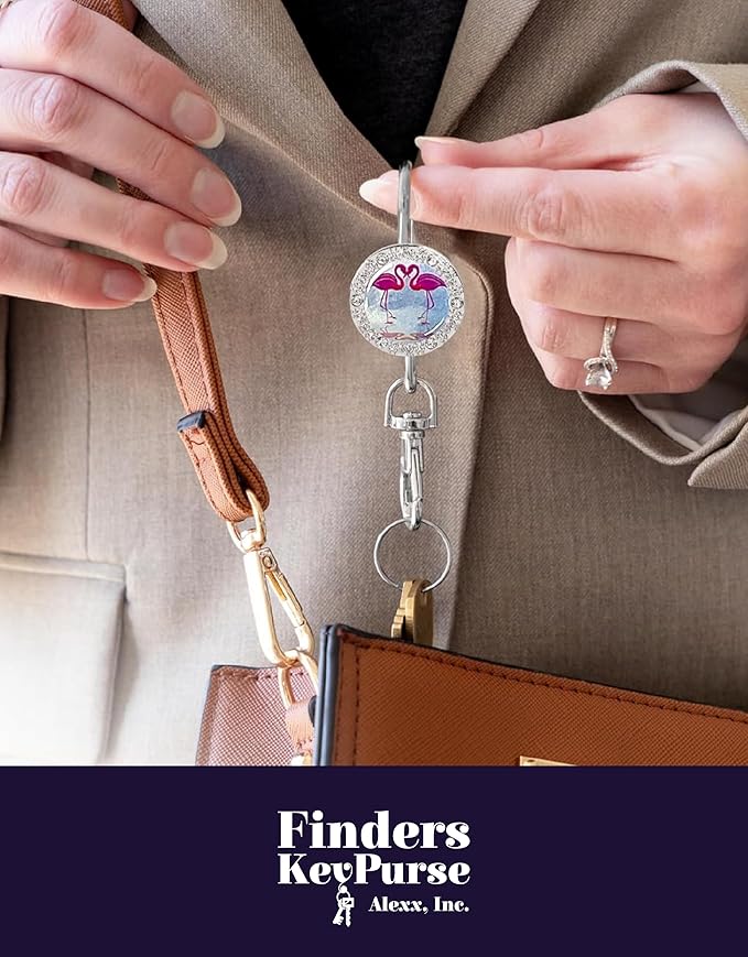 Women’s Bag Charm Key Finder, Car Keychain Hook, Cute Purse Organizer & Tote Bag Accessories, Gifts for Mom - Bling