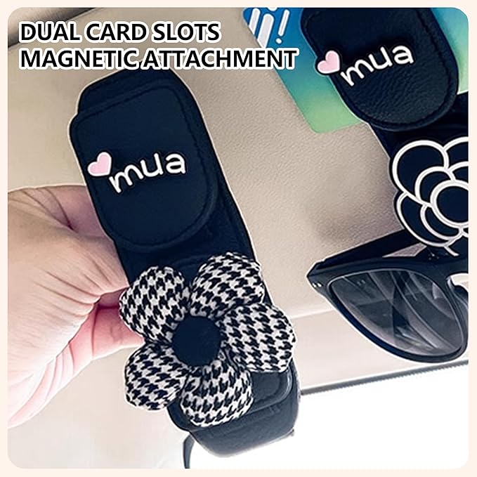 Car Sunglasses Holder Eyeglass Clip with Sun Visor Storage for Cards Magnetic Eyewear Clamp Car Decor