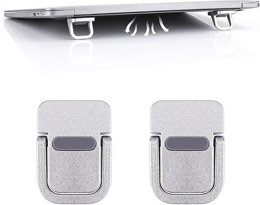 2PCS Portable Keyboard Riser, Self-Adhesive Mini Laptop Stand Invisible Computer Keyboard Stand for Desk, Laptop Feet Compatible with Pro/Air, Lenovo, Surface (Silver)